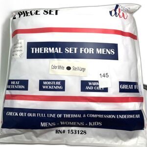New Debra Weitzner 2-piece White Men's Thermal Underwear Set SZ XL  3 In Stock